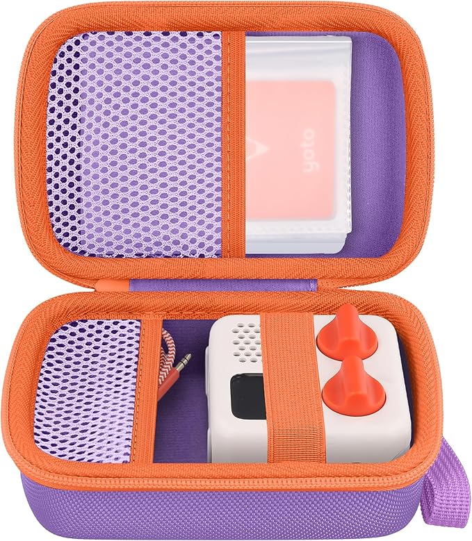 co2CREA Hard Case Compatible with Yoto Mini 2024 Edition Kids Audio Music Player Children Speaker Plays Audiobook Cards Radio and Card Holder Hold up to Yoto 36 Cards, Purple Case