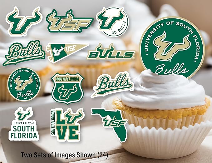 University of South Florida Cupcake Topper Party Supplies for USF Football, Birthday, Graduation Party Decorations (24 Pieces) (South Florida Bulls)