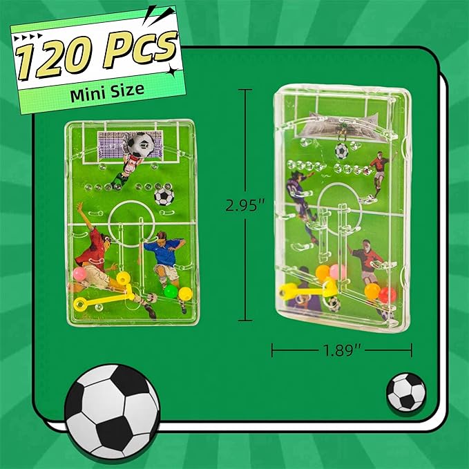 120Pieces Mini Soccer Pinball Game and Maze Puzzles 2 In1-Football Party Favors for Children-Pinata Filler-Goodie Bag Stuffers-Prize Box Toys-Mini Supplies It Small Birthday Decorations