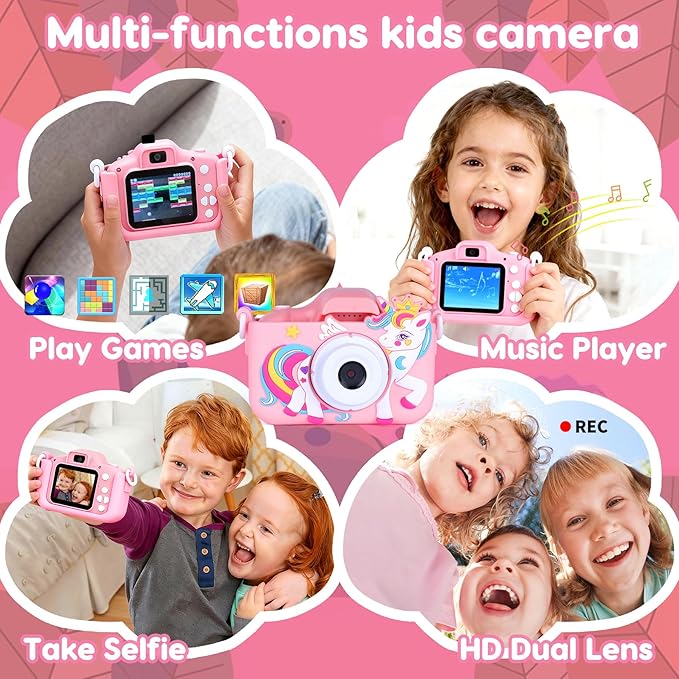 Kids Camera Toys for 3-12 Year Old Boys Girls,Toddler Camera 1080P Birthday Christmas Gifts for Grandkids,Toys for 4 5 6 7 8 9 10 11 Year Old Kids with 32G SD Card