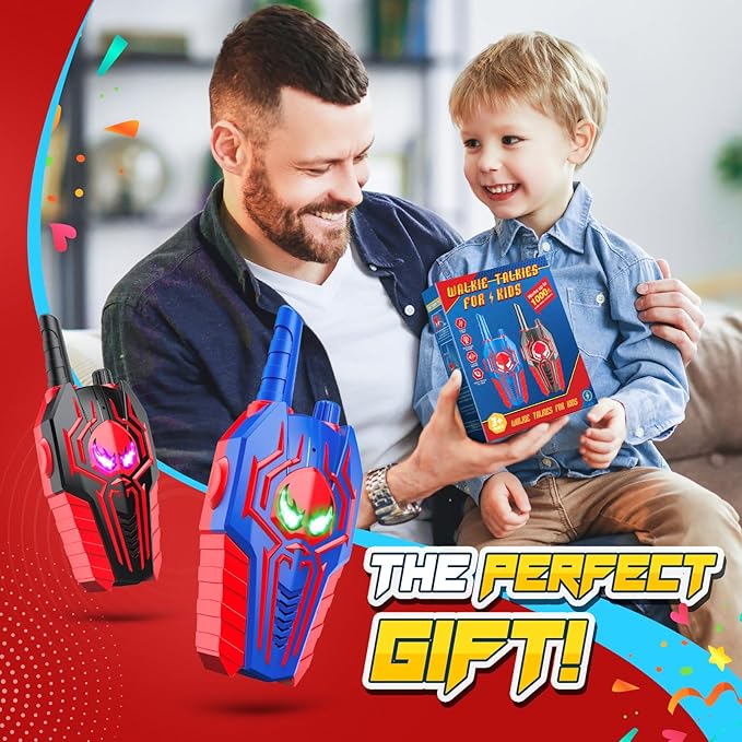Rechargeable Walkie Talkies for Kids: Christmas Toys Gifts for Boys Ages 3 4 5 6 7 8 9 Kids Walkie Talkies 2 Pack Outdoor 2 Way Radio Hiking Toy for 3-6 Year Old Boy Birthday Gift Stocking fillers