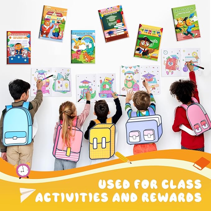 BenLouis 24 Pcs Kindergarten Graduation Mini Coloring Books Kids Preschool Graduation Party Favors Small Activity Books Bulk for Kids Student Congrats Grad Goodie Bags Stuffers Gifts Classroom Travel