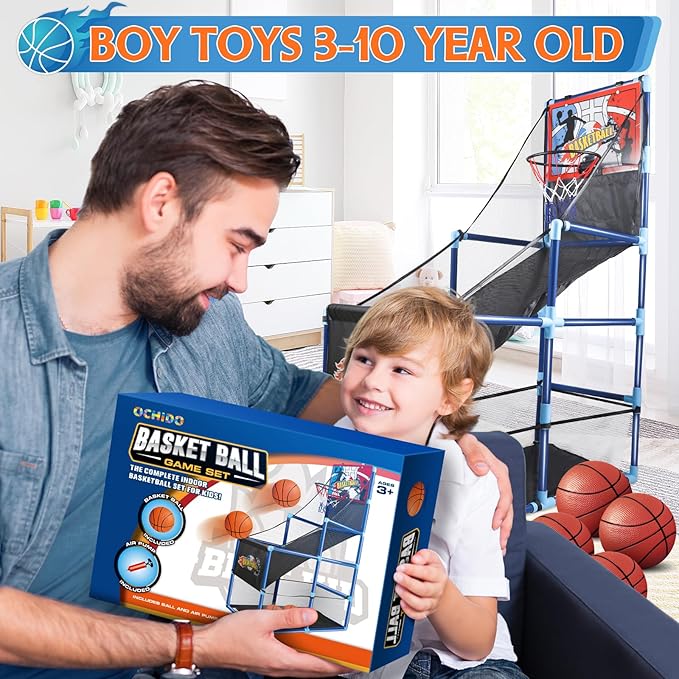 OCHIDO Arcade Basketball Game Set with 4 Ball,for Kids 3 4 5 6 7 8 9 10 +Years Old Boys,Kids Indoor/Outdoor Sport Play,Ideal Gift Age 3-5,6-8,8-10