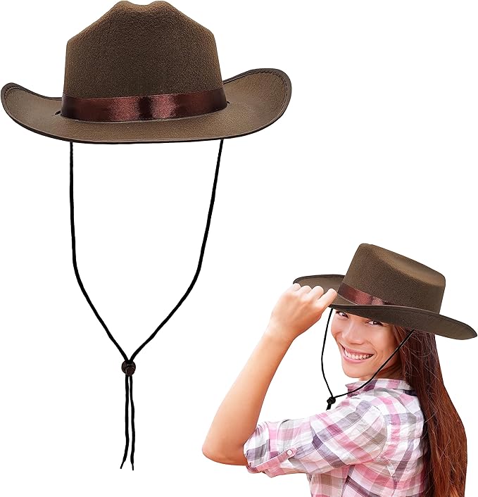 The Dreidel Company Cowboy Felt Western Hat, 22" Circumference Dress Up Costume Clothes for Kids, Pretend Play, Party Favors
