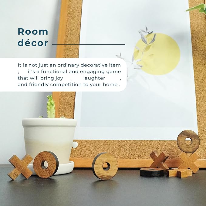BSIRI Tic Tac Toe Wooden Board Games (Only X-O Pieces)- Unique Gifts, Fun Gifts for Adults and Use as Living Room Rustic Table Decor Ideal for Coffee Table Decor