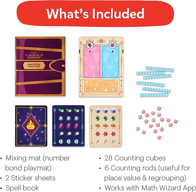 Osmo - Math Wizard and The Magical Workshop for Fire Tablet Bundle - Ages 6-8/Grades 1-2 - Addition & Subtraction - Curriculum-Inspired - STEM Toy Fire Tablet Base Included