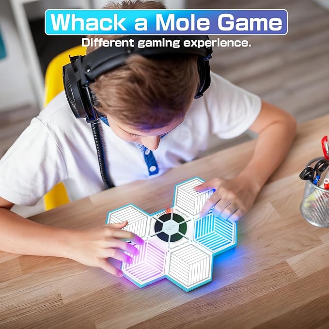3 In1 Memory Game for Kids - 3 Fun Games and 8 Level Challenges,Whack a Mole Game,Rechargeable Hand-Eye Coordination Training Toys with Lights and Sounds,Screen for Ages 2-5