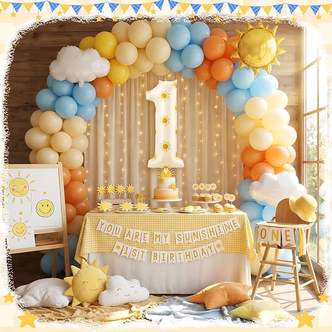 Jenaai Sun Number 1 Balloon First Trip Around the Sun Decorations, 1st Boho Here Comes the Son Baby Shower Balloon Decor for First Birthday Anniversary Celebrations Sunny Party Decorations