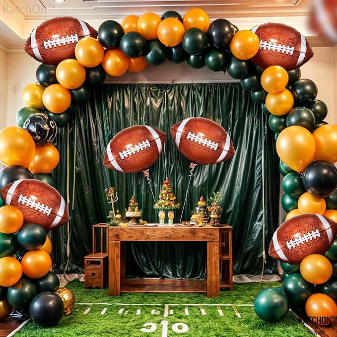 KatchOn, Football Balloons for Football Party Decorations - 18 Inch, Pack of 6 | Foil Touchdown Balloons for Birthday Party, Super Bowl Balloon, Tailgate Game Day Sport Themed Rugby Birthday Party