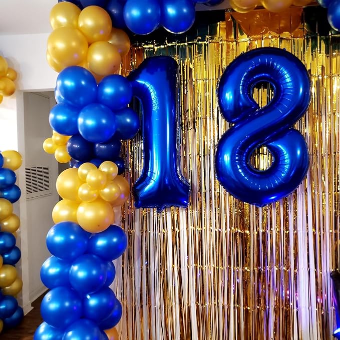 40 Inch Number 8 Balloon, Navy Blue 8 18 28 80 Birthday Balloons for Men Boys, 8th Birthday Decorations Party Supplies, Wedding