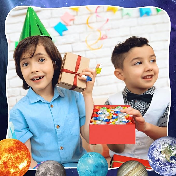 CHUNNIN 36 PCS Space Party Favors Outer Space Birthday LED Light Up Finger Lights, Glow in the Dark Galaxy Planet Finger Light Bulk for Goodie Treat Bags Stuffers Solar System Birthday Party Supplies