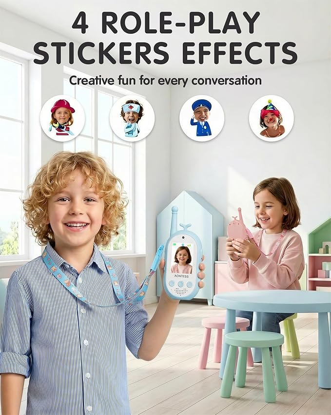 Kids Video Walkie Talkies with Camera: Rechargeable 2 Way Radios with Magic Voice - Electronic Learning Toys for Hide and Seek, Camping, Hiking - Birthday Gifts Boys Girls 3-12