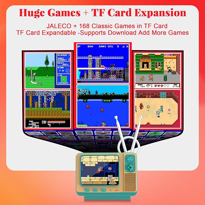 Retro Game Console - JALECO + 168 Classic Games, 2.4G Wireless 2-Player, 3.0 Inch IPS Screen, TF Card Expansion, Great for Kids