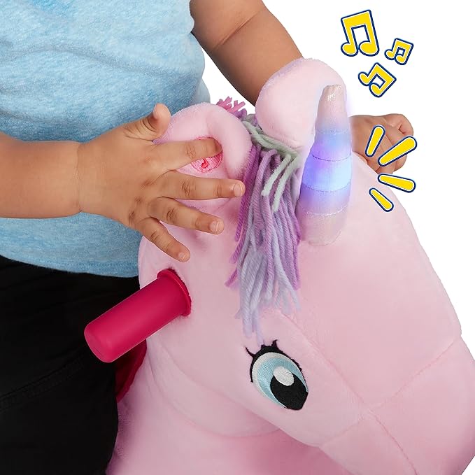 Radio Flyer Shimmer The Magic Unicorn Ride On, Ages 1-3, Interactive Lights & Sounds, Horn Lights Up While Riding, EZ-Glide 360-degree Wheels, Easy Grip Handles, Soft Plush Face, Toddler Ride On Toys
