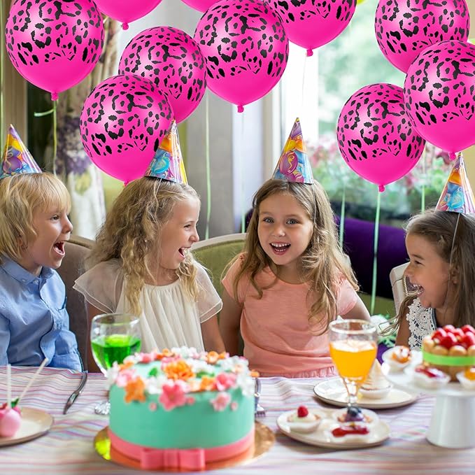Gejoy 36 Pcs Cheetah Balloons Leopard Print Balloons 12 Inch Spots Latex Leopard Jungle Animal Decorations for Cheetah Zoo Theme Birthday Party Supplies (Rose Gold)