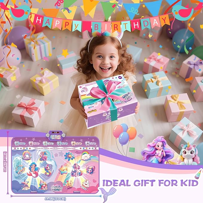 Extra Large Dance Mat for Kids, Rechargeable Bluetooth Dance Mats Toy with Light-up 12 for Girls, Kids Dance Pad Challenge Games Christmas Birthday Gifts Ideas for Kid Ages 3-12