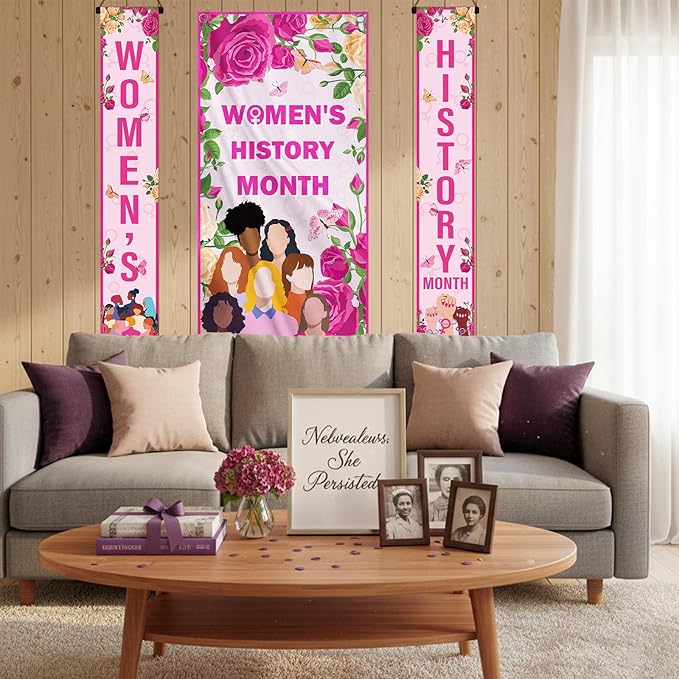 Women's History Month Decorations, National Women's Door Cover Banner Decoration for Home Party, Womens Rights Celebration Event Outdoor Party Decor Supplies for School Office Community