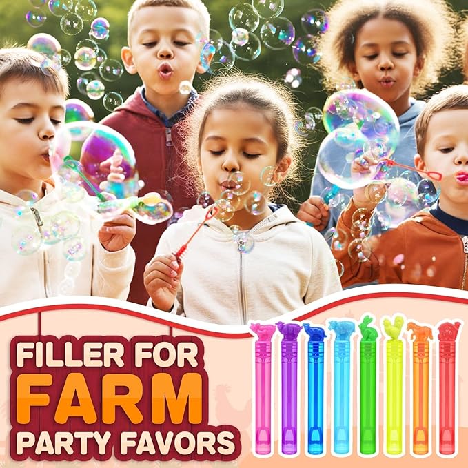 32Pcs Animal Farm Bubbles with Gift Box, Party Favors for Kid, Mini Dog/Horse Bubble Wands Bulk, Birthday Decoration, Pinata Filler, Goody Bag Stuffers Supplies, Carnival Prizes, Classroom Gift Toy