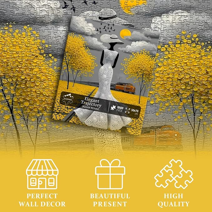 Beauty Women Puzzle for Adults 1000 Pieces, Vintage Elegant Black Lady Scenic Puzzle Aesthetic Art, Narure Plant Tree Challenge Jigsaw Puzzle Painting