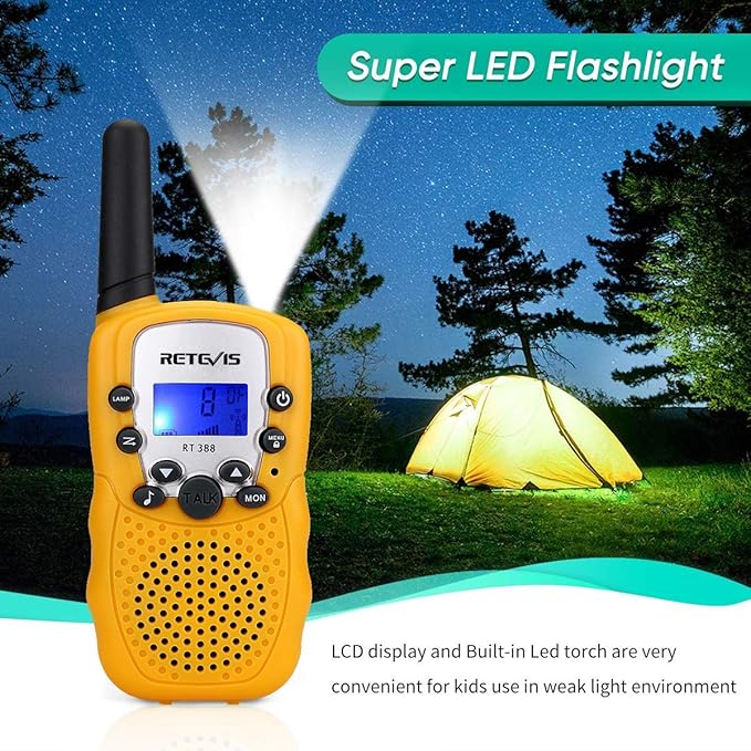 Retevis RT388 Kids Walkie Talkies, Toys Gifts for 6-12 Year Old Girls Boys, Mini Toy Walkie Talkie, Easter Birthday Gifts Outdoor Camping(Yellow 2 Pack)