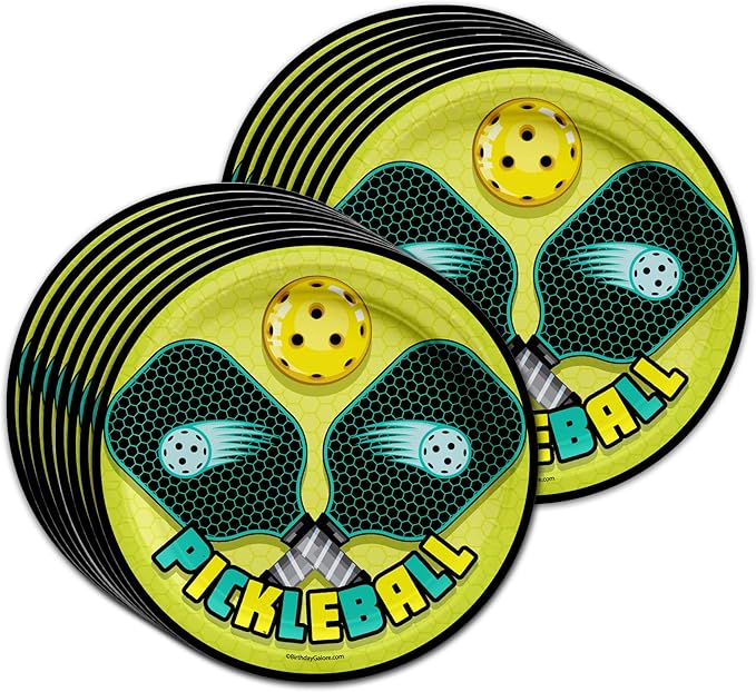 Pickle Ball Birthday Party Supplies - Pickleball Party Supplies - Summer Paper Plates | Disposable Tableware Set Includes Plates Napkins and Cups | Kit for 16