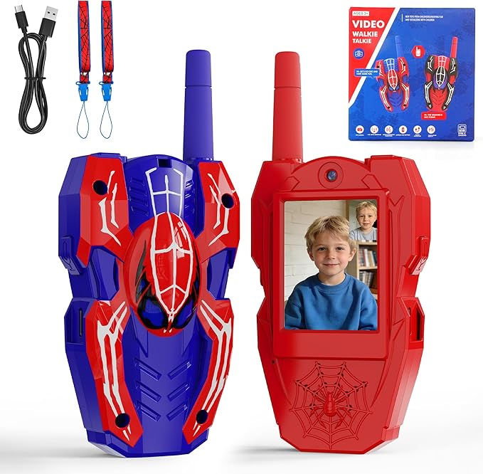 Video Walkie Talkies for Kids 2 Pack, Long Range Camera Voice Changing Two Way Radios Walkie Talkies Toys for Outdoor Indoor Play Camping Travel Adventure Hiking, Toys Birthday Gifts for Boys Girls