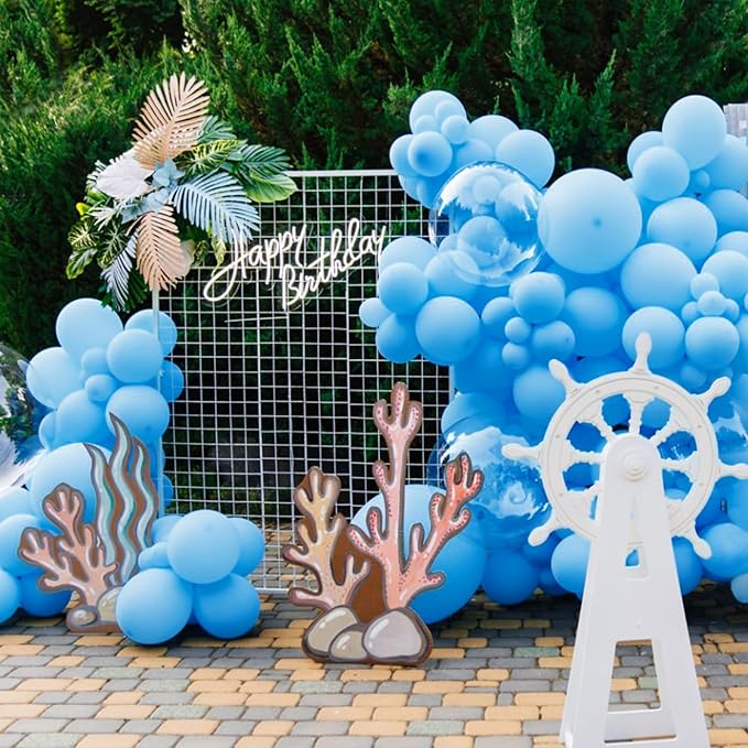 134Pcs Light Blue Balloons Different Sizes 5 10 12 18 Inch Light Blue Balloon Garland Arch Kit, Blue Latex Balloons for Birthday Wedding Baby Shower Party Decorations.