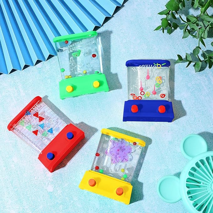 Sumind 10 Pcs Christmas Stocking Stuffers Handheld Water Game for Kids Mini Water Ring Toss Basketball Hoop Toy 90s Retro Mini Games for Goodie Bag Birthday Return Gifts (Modern Style,Bright)
