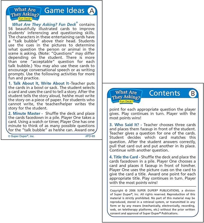 Super Duper Publications | What are They Asking? Fun Deck Flash Cards | Educational Learning Resource for Children