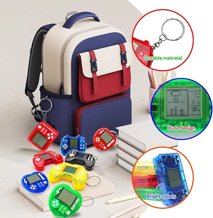 12Pcs Video Game Party Favors, Valentines Day Gifts Mini Video Game Birthday Decorations Game Keychains, Return Gifts for Birthday Party Supplies for Kids Classroom Prizes