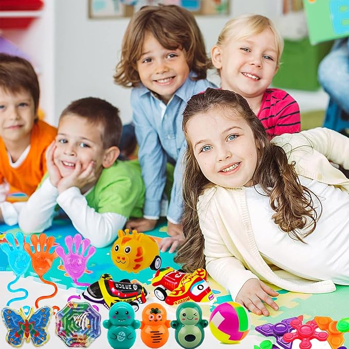 126 Pcs Pop Party Favors for Kids, Treasure Box Toys for Classroom Prizes, Pinata Stuffers, Goodie Bag Filler, Treasure Chest, Carnival Bulk Small Toys, Easter Basket Egg Fillers