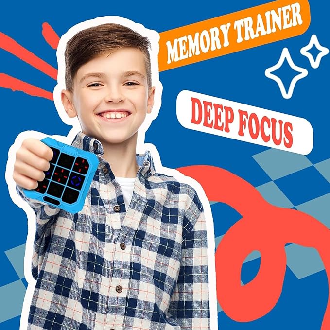 ASHATA 6 in 1 Electronic Toe Game, Handheld Toe Bolt Game with ilent Mode Memory Brain Gaming, 200mah Rechargeable, for 6-12 Years Old Kids Adult (Blue)