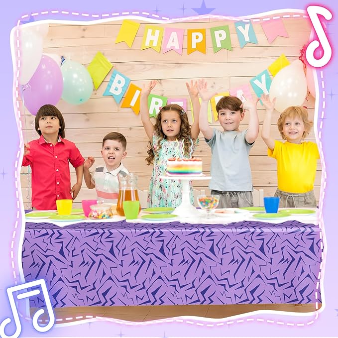 2 Pcs Birthday Party Decorations Plastic Cute Birthday Tablecloth 108 x 54 Inches Disposable Rectangle Tablecover for Boys Girls Kids Baby Shower Party Supplies (Kpop Style)