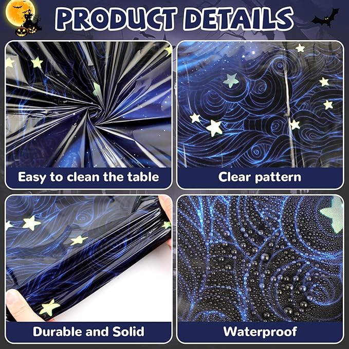 3 Pcs Button Eyes Tablecloths Button Party Decorations Samhain Plastic Table Cover Cartoon Movie Theme Fantasy Keyhole Disposable Rectangle Table Cloth for Witch Horror Birthday Supplies 108x54 Inch