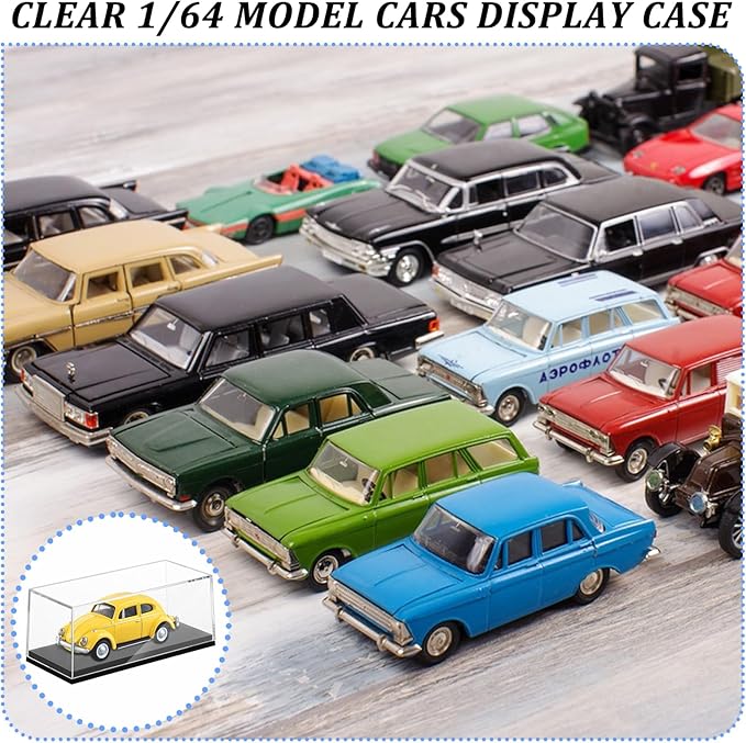 12 PCS Clear Model Cars Display Case,Toy Car Display Organizer Storage Case Fit for 1/64 Car Model,Clear Acrylic Display Box with Black Base for Hot Wheels Car(4.17 x 1.81 x 1.81 in)