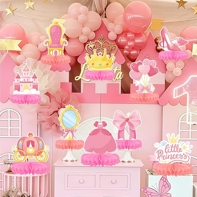 Princess Birthday Party Supplies - Princess Themed Honeycomb Centerpiece ，Table Decorations for Princess Themed Birthday Party Decorations