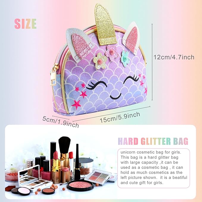 Purse for Little Girls,Girls Jewelry Pretend Play,Unicorn Gifts for girls,Crossbody Bags for Kid