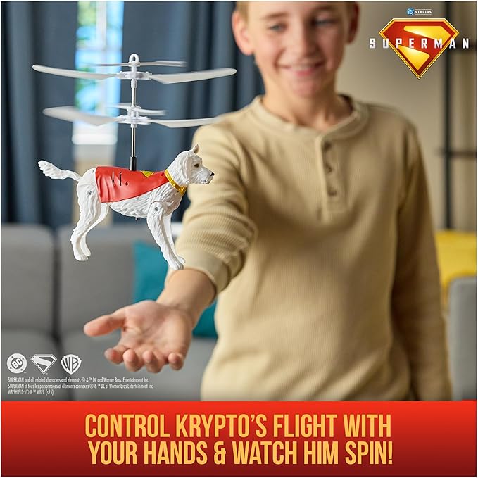 DC Comics, Superman Up in The Sky! Flying Krypto, RC Toys and Remote Control Toys for Kids, 7.5-Inch Hovering Superdog, for Ages 4 and Up