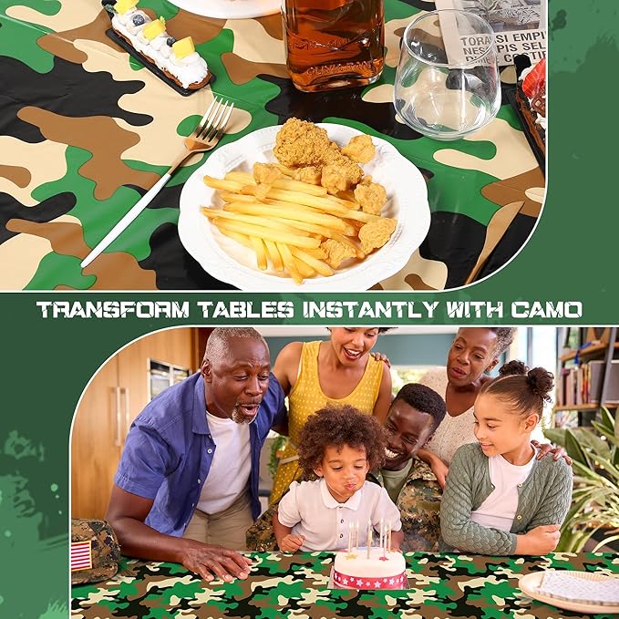 Kochorie Camo Tablecloth Roll 100 Ft X 54 Inch Camouflage Table Cover with Cutter Box Disposable Plastic Camo Table Cover Party Tablecloth Decorations for Camouflage Themed Party Supplies