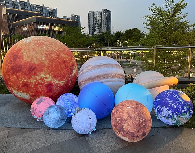 Inflatable Space Planets Solar System Set-8 Planets +Pluto+Sun and Moon-11 Pieces, Astronomy for Learning Education, Demonstration Tool, Galaxy Space Theme Party Decoration