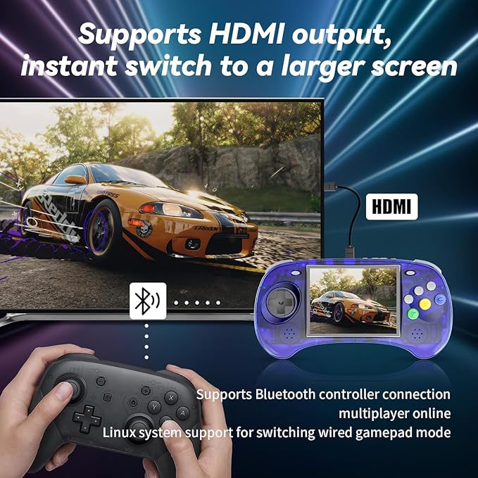 RG ARC-S Retro Handheld Game Linux System RG3566 4.0 inch IPS Screen,RGARC S with1G 128GTF Card Pre-Installed 4541 Games Supports 5G WiFi 4.2 Bluetooth Online Fighting,Streaming and HDMI