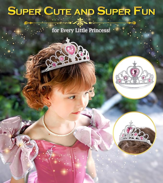Princess Dress Up Accessories Princess Crown Tiara for Little Girls, Toddler Tiara crown Wand Toy Gifts for 3-6 Girl