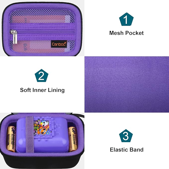 Canboc Hard Carrying Case for Bitzee/Bitzee Disney/Bitzee Magicals Interactive Toy Digital Pet, Virtual Electronic Pets Kids Toys Storage Bag, Black+Purple (Case Only)