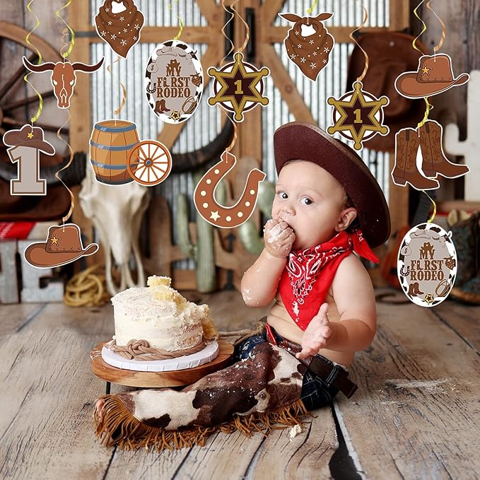 Cowboy Party Decorations My First Rodeo Birthday Party for Boy Supplies Western Theme Party Supplies Hanging Swirls Foil Cowgirl Birthday Decorations for Wild West Farm Country Party