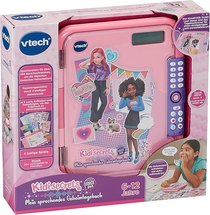 Vtech KidiSecrets - Magic Voice 365 - The 2-in-1 Diary for Voice Recordings, Creative Games and Personal Memories - for Children Aged 6-12 Years
