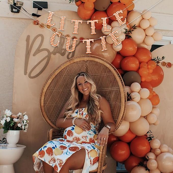 Little Cutie Banner - Citrus Themed Baby Shower Decorations,Orange Little Cutie Is On The Way Bunting Banner Gender Reveal Girl Or Boy Baby Shower Party Supplies