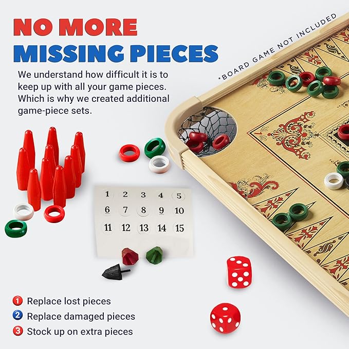 Carrom Board Equipment Set — Includes 44 Playing Pieces, Instruction Manual and Carrying Case — Extra Accessories for Board Games for Adults & Children — Durable Sports Board Game Accessories