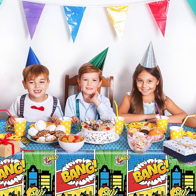 2pcs Hero Themed Birthday Tablecloth, Dessert Table Cloth Party Table Decorations Hero Table Cloth Party Supplies Tablecloth for Birthday Party Men Women