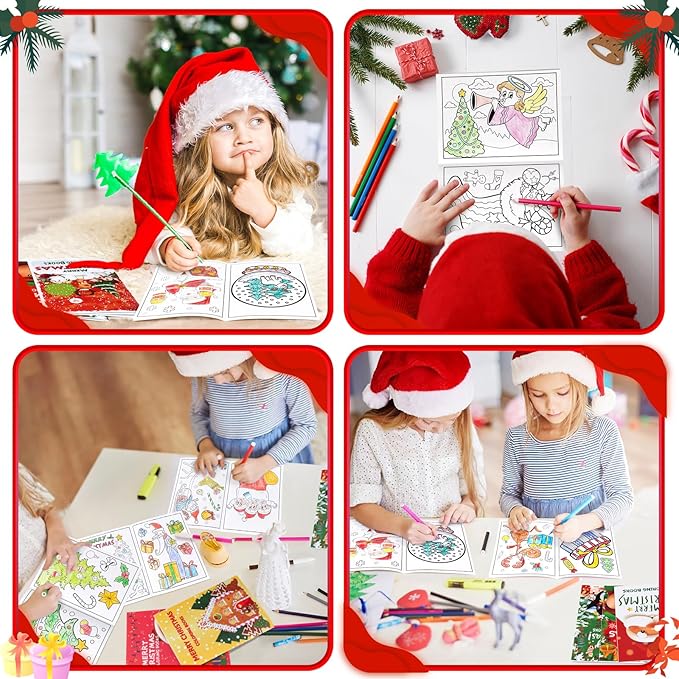 90shine 100Pcs Christmas Coloring Books Bulk: Xmas Stockings Goodie Bags Stuffers Winter Gifts Holiday Party Favors Supplies