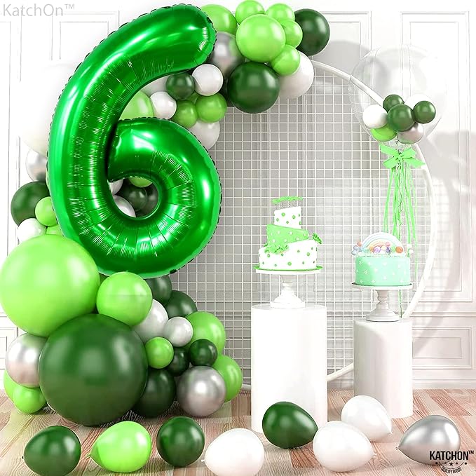 KatchOn, Giant Dark Green Number 6 Balloon - 40 Inch | 6th Birthday Balloons for 6th Birthday Decorations | 6 balloons for Birthday | Six Balloon Number | 6 Year Old balloon for 6 Year Decorations